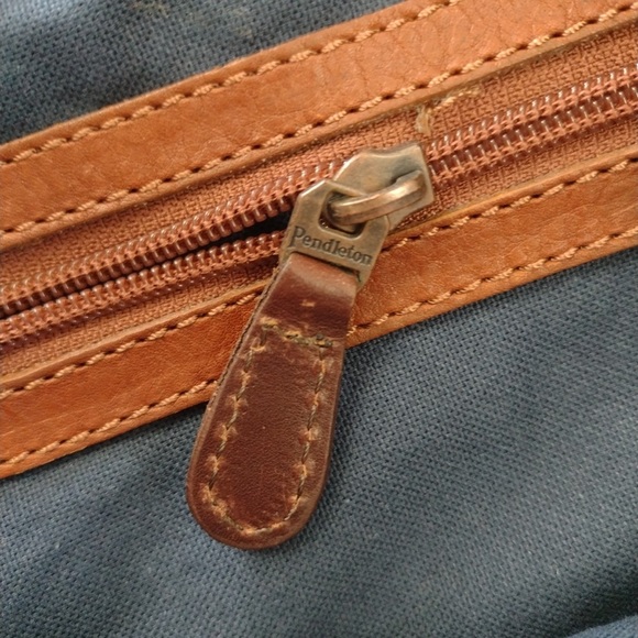 Pendleton Wyeth Trail Tote Open Top Wool & Leather Bag Southwest Aztec Print - Picture 9 of 15